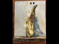 Pictura in ulei - Natura statica - banana 20/15 cm - 2021