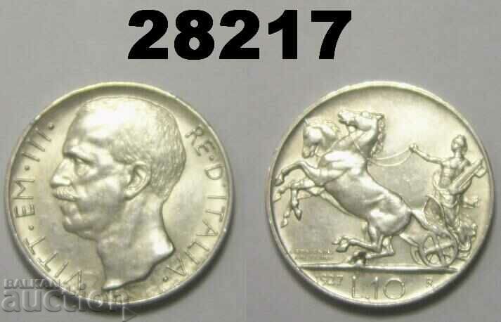 Italia 10 Lire 1927 Argint Excelent