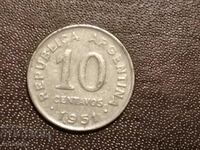 1951 Argentina 10 centavos