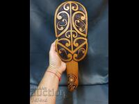 Tribal wooden Maori patoo hand carved and mother of pearl