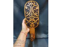 Tribal wooden Maori patoo hand carved and mother of pearl