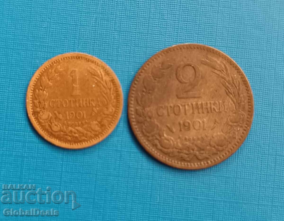 From 1 cent 1 and 2 cents 1901