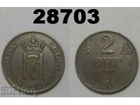 Norway 2 ore 1909 XF Rare