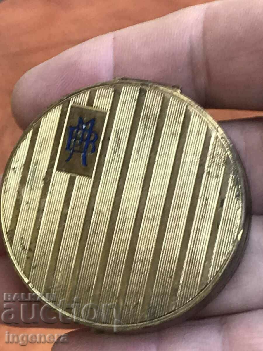 CUTIE DE PUDRĂ MARCA METAL PLACATĂ AUR