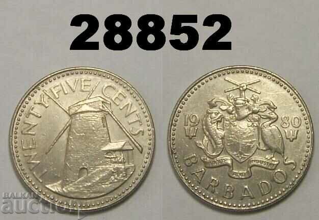 Барбадос 25 цента 1980