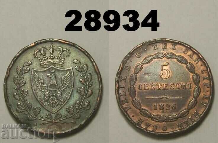 Sardinia 5 centesimi 1826 Italy