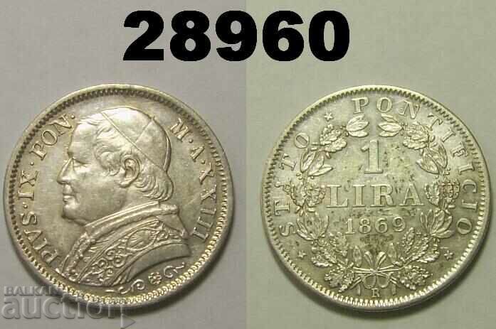 Vatican 1 Lira 1869 Vatican Silver