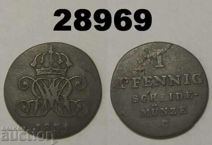 Αννόβερο 1 pfennig 1831 C Γερμανία