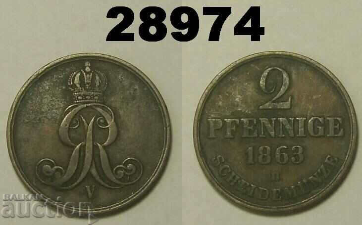 Hannover 2 pfennig 1863 B Germany