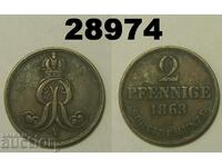 Hanovra 2 pfennig 1863 B Germania