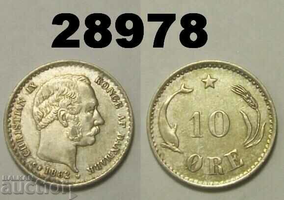 Дания 10 оре 1882 сребро Рядка