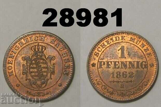 Saxonia 1 Pfennig 1862 B UNC ! Germania