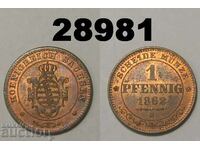 Saxony 1 Pfennig 1862 B UNC ! Γερμανία