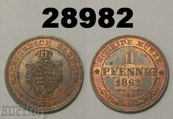Saxonia 1 Pfennig 1863 B UNC ! Germania