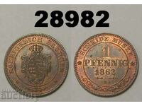 Saxony 1 Pfennig 1863 B UNC ! Γερμανία