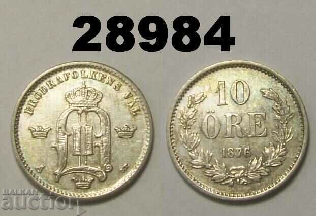 Sweden 10 Ores 1876 Excellent