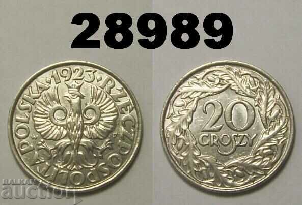 Полша 20 гроша 1923 Отлична