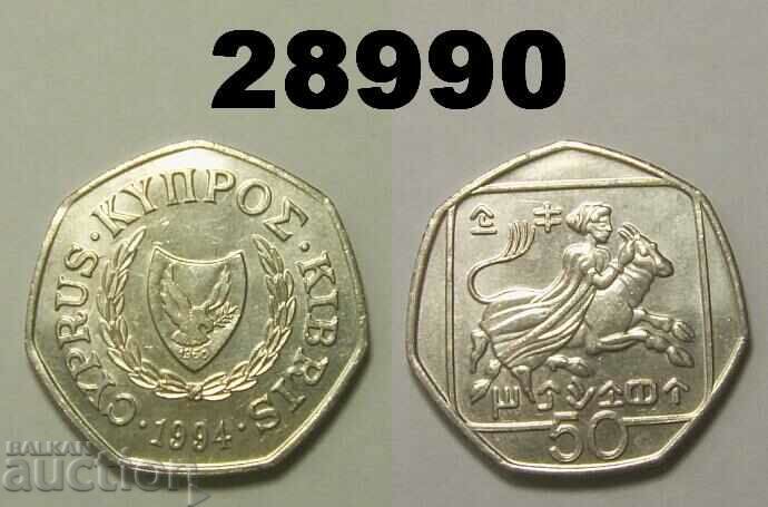 Cyprus 50 cents 1994 Excellent