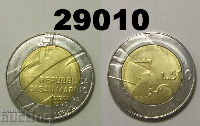 San Marino 500 de lire 1990