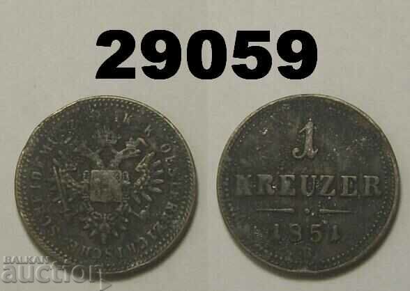 Austria 1 Kreuzer 1851 B