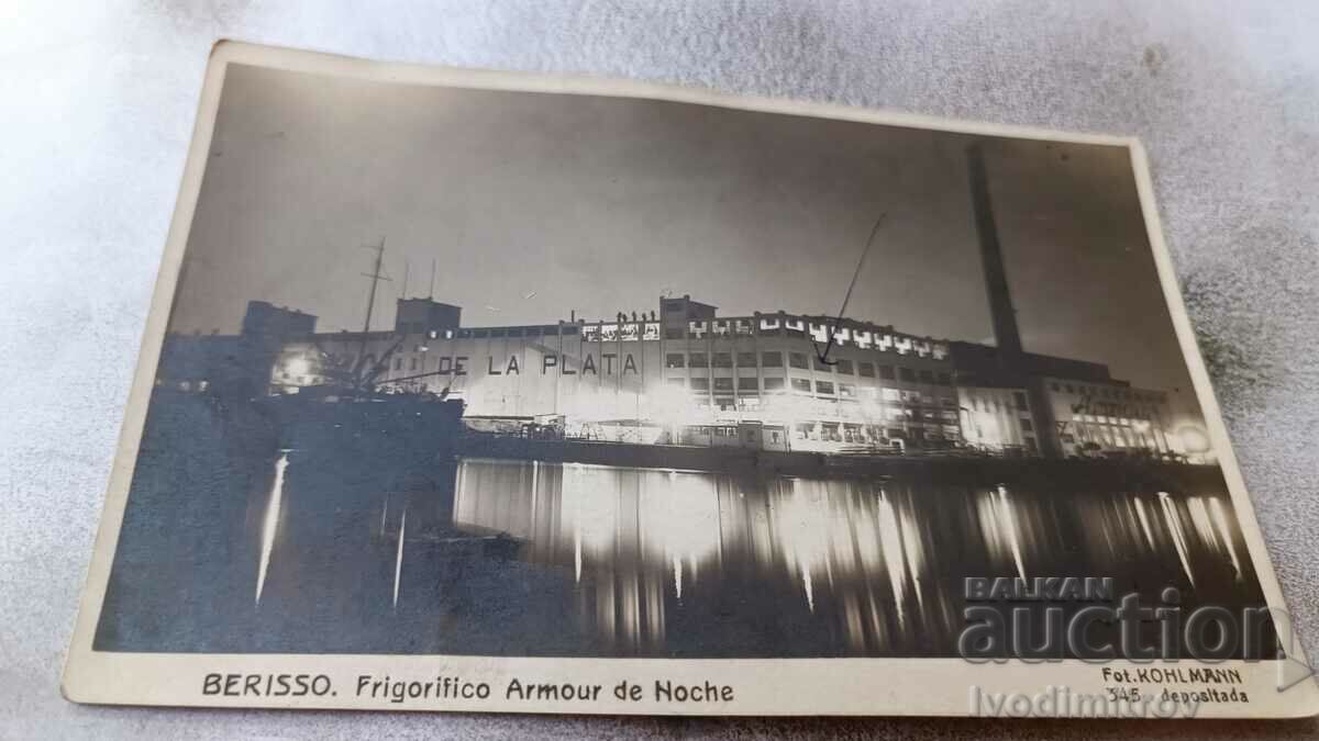 Postcard Berisso Frigorifico Armor de Noche 1924