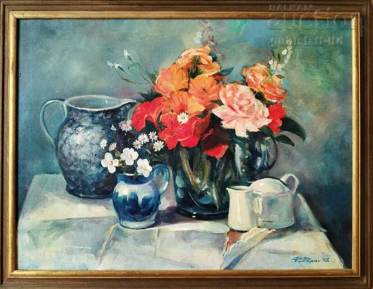 Painting, still life, art. R. Popov, 1998