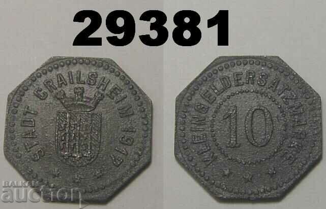 Crailsheim 10 pfennig 1917 Цинк Рядка