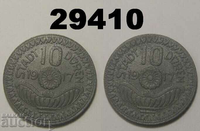 Duren 10 pfennig 1917 Цинк