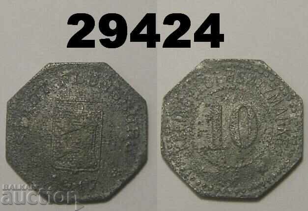 Flensburg 10 pfennig 1917 Zinc