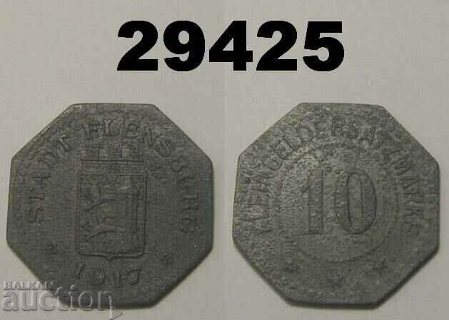 Flensburg 10 pfennig 1917 Цинк