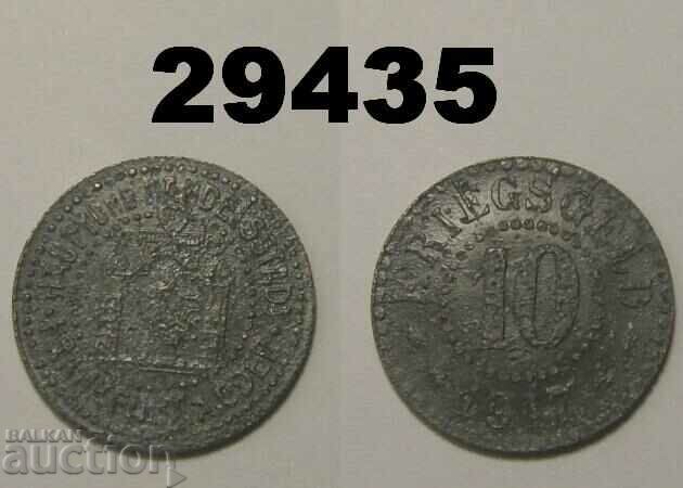 Φρανκφούρτη α. Oder 10 pfennig 1917 Zinc