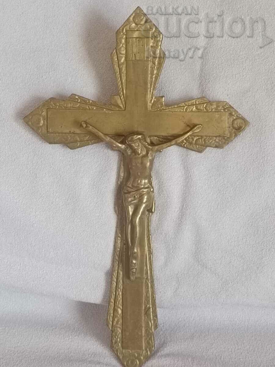 Old BEAUTIFUL BRASS CRUCIFIX CROSS For WALL or TABLE