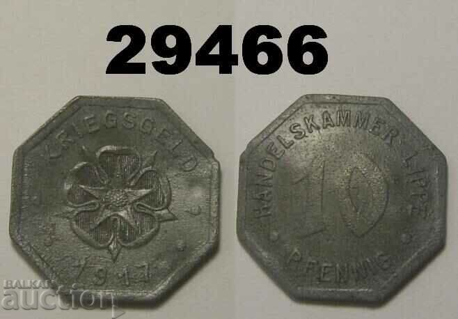 Повредена Lippe 10 pfennig 1917