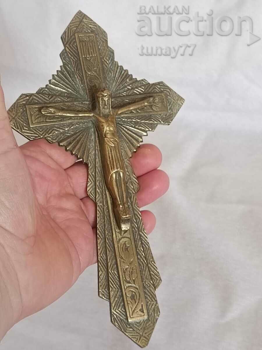 Old BRASS CRUCIFIX CROSS massive