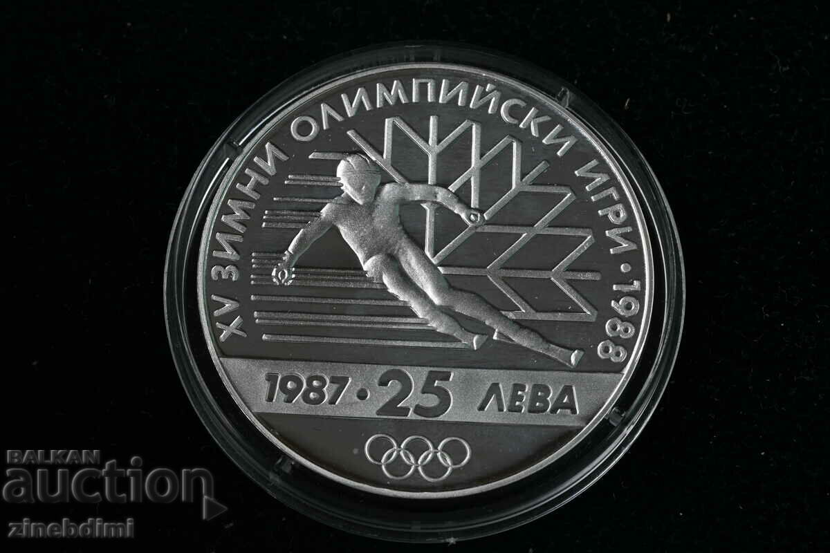 25 лева 1988 година Зимни Олимпийски Игри- Калгари, Канада