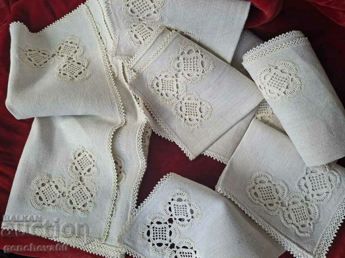 VINTAGE Set șervețele de in și pătrat de masă, milo