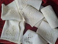 VINTAGE Set of linen napkins and table square, milo