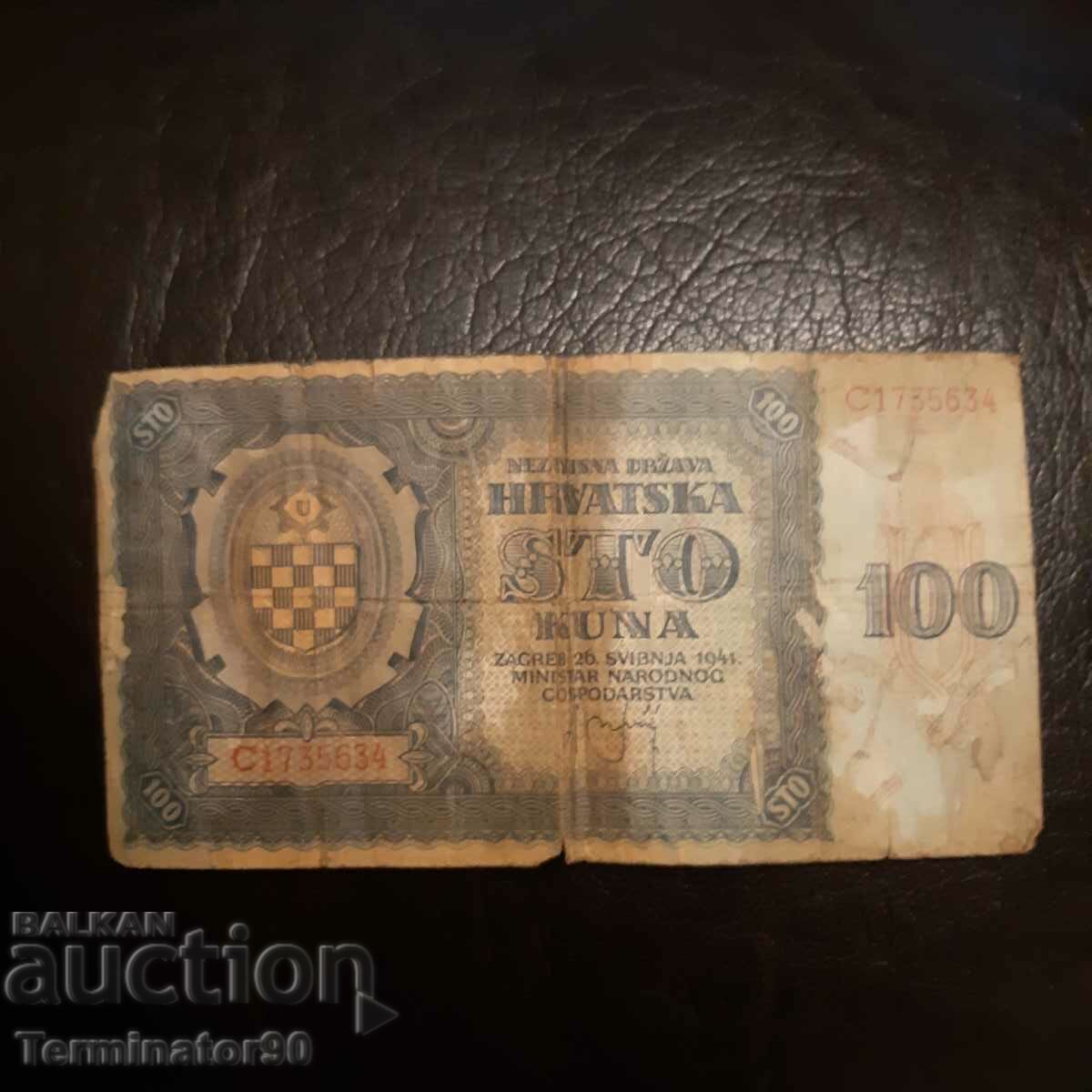 Old 100 kuna banknote