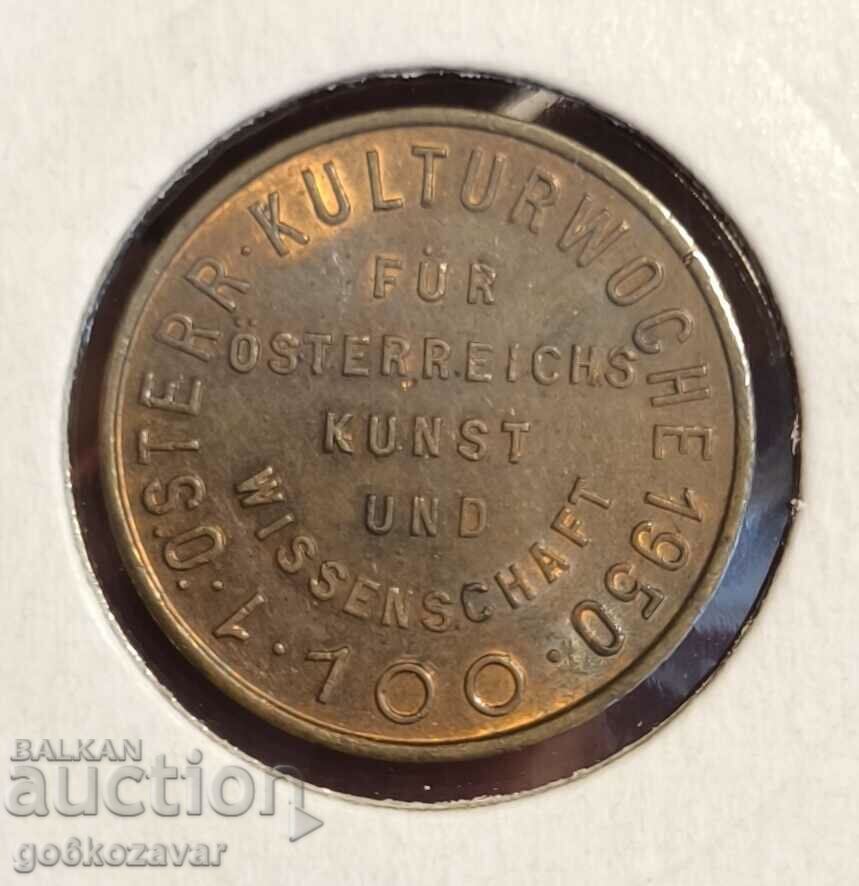 Delivery of Austria token token 1950 inscription Golden penny! UNC