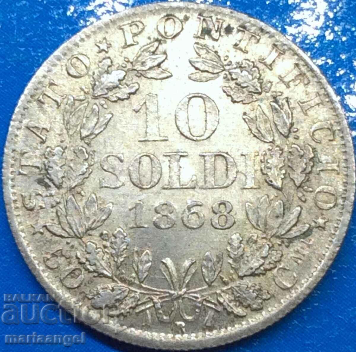 10 soldi 1868 Vatican Pius IX An. XXII silver