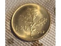 Italy 20 lire 1982 UNC # k 3