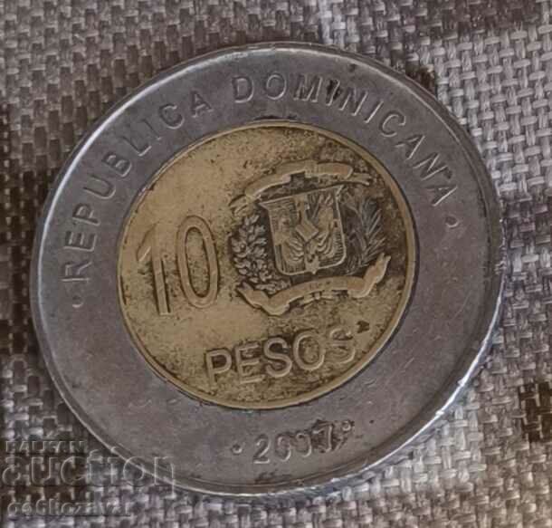 Dominican Republic 10 pesos 2007 K# 6 with price 1.20 BGN | € 0.61 Dominican Republic 10 pesos 2007 K# 6 with price 1.20 BGN | € 0.61