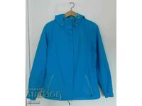 Petrol blue softshell jacket with removable hood size M