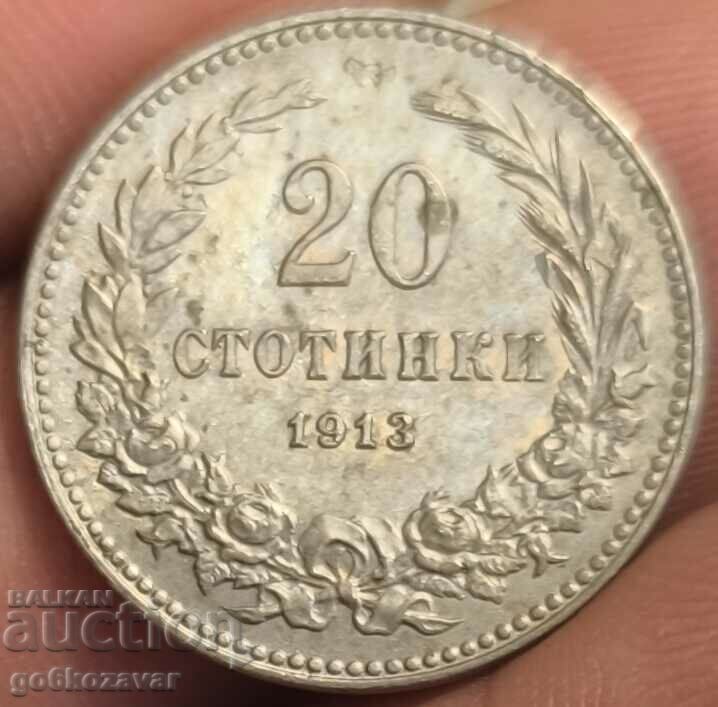 Bulgaria 20 de cenți 1913 Colecția! K# 19