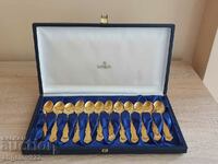 12 gold plated coffee spoons!