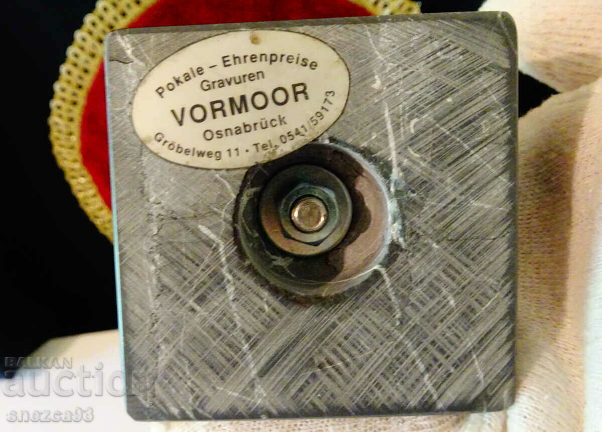 Statuette Eagle made of pewter with marble, label. - 7