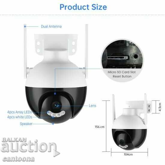 8 Mpx Ultra HD, SPHERE 4LED WiFi Wireless IP Camera with Night with price 57.99 BGN | € 29.65 8 Mpx Ultra HD, SPHERE 4LED WiFi Wireless IP Camera with Night with price 57.99 BGN | € 29.65