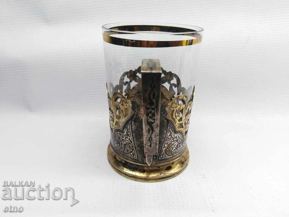 Auction  USSR MOUNTED-"KUBACHI", SILVER 875 WITH NIELO AND GOLD-PLATED + GLASS