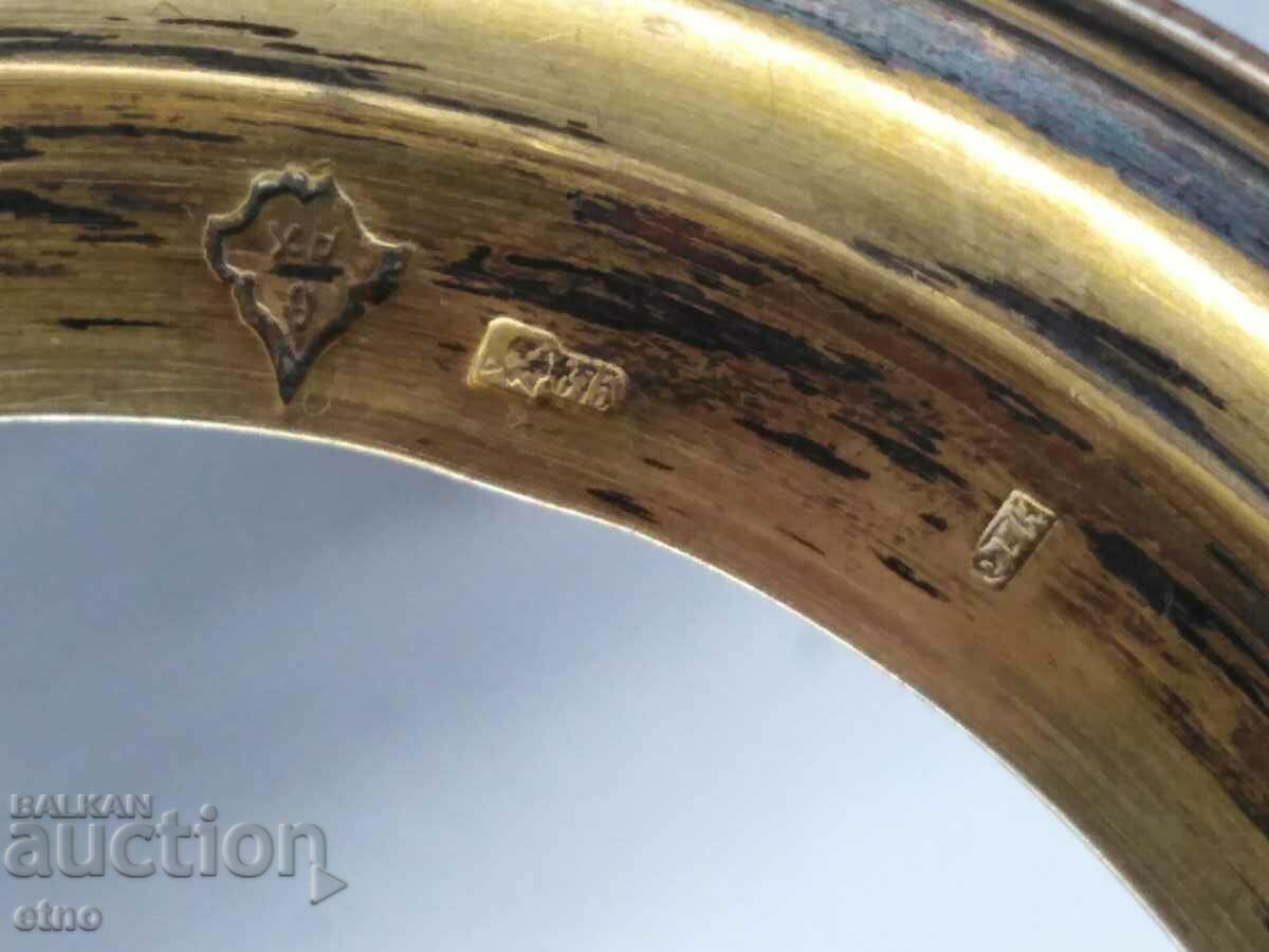 USSR MOUNTED-"KUBACHI", SILVER 875 WITH NIELO AND GOLD-PLATED + GLASS - 6