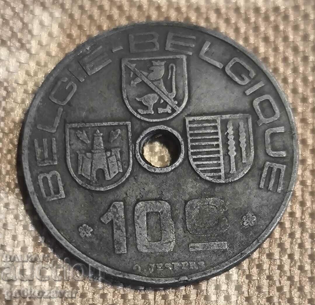 Belgium 10 cents 1944 Zinc K#48